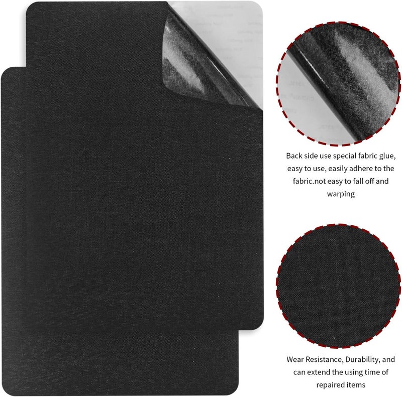 EMORBALS 2Pcs 8 * 11Inch Couch Patches Repair Fabric, Self-Adhesive Couch Repair Patch with Strong Glue, Repair Patch for Sofa, Tote Bags, Car Seats, Furniture,Etc(Black) - Image 3